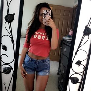 Zara high- waisted denim shorts